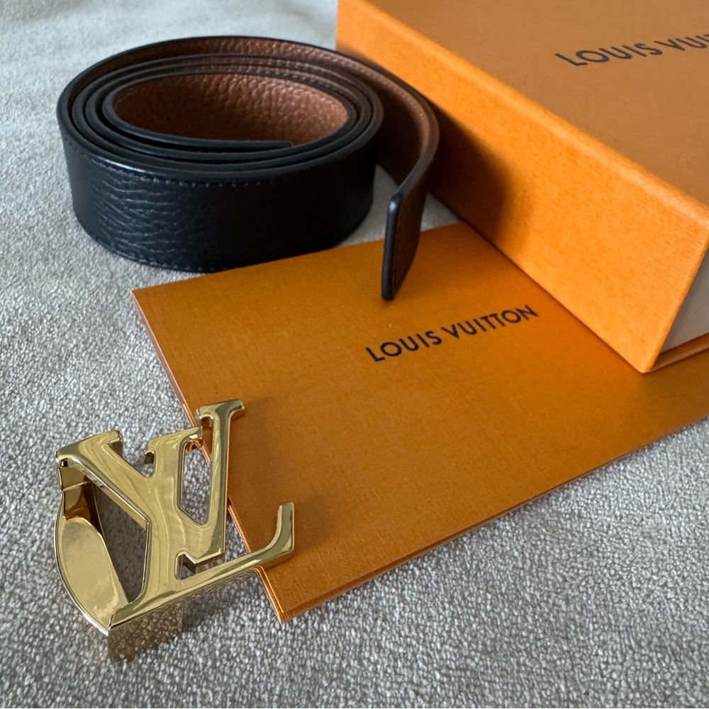 LOUIS VUITTON LV INITIALES 30MM REVERSIBLE BLACK/ BROWN LEATHER BELT - Picture 5 of 9